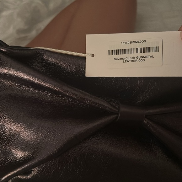 Reformation Silvana Clutch gunmetal leather NWT - Picture 3 of 3